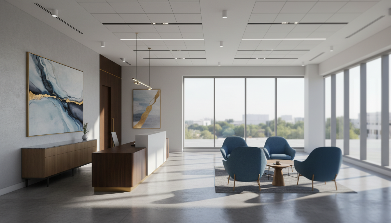 Modern law office with natural light and professional atmosphere